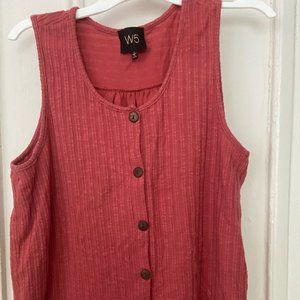 Sleeveless Tank Rust Button Up Top W5 Brand